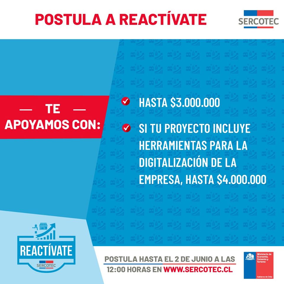 FreirinaIM's tweet photo. Vía @UdpFreirina Reactívate Región de #Atacama Es un programa que busca apoyar a las micro y pequeñas empresas de cualquier sector económico con ventas netas iguales o inferiores a 25.000UF al año, conoce + en 
https://t.co/of7w77bEqI @cesar_freirina @Luciano_Osorio @profetafm https://t.co/YrIwx7OEHu