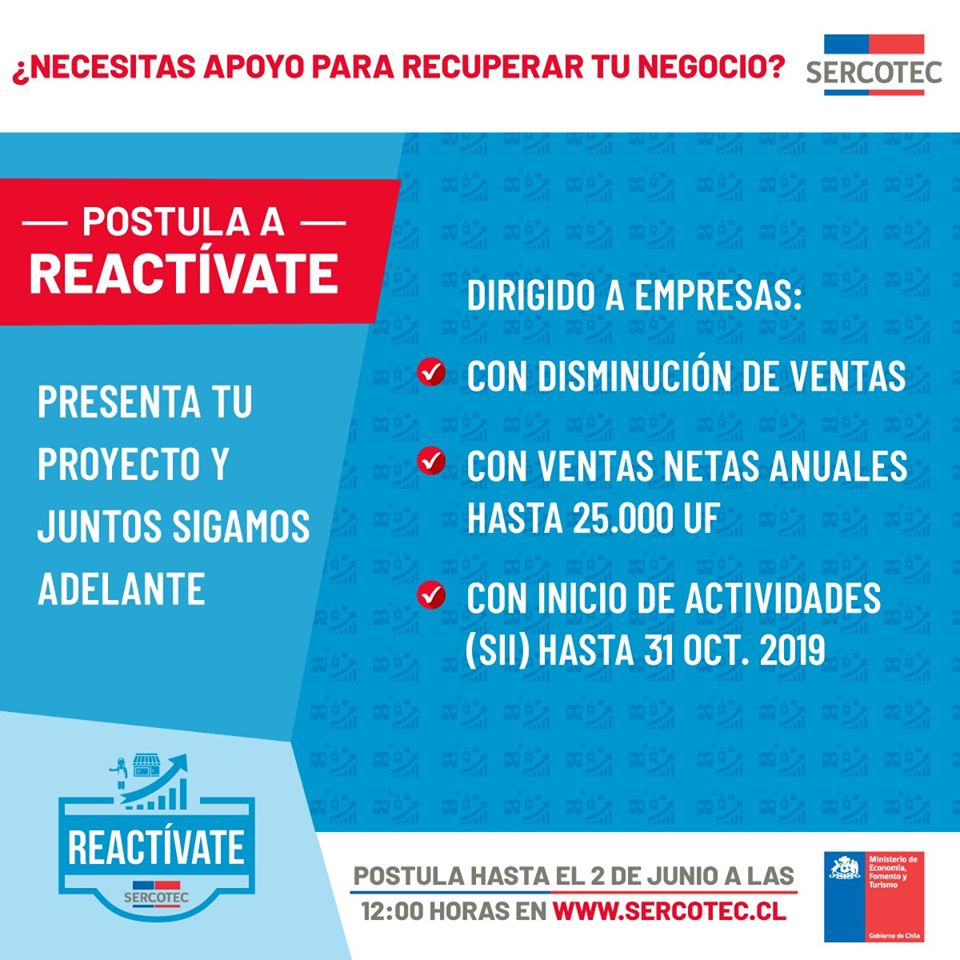 FreirinaIM's tweet photo. Vía @UdpFreirina Reactívate Región de #Atacama Es un programa que busca apoyar a las micro y pequeñas empresas de cualquier sector económico con ventas netas iguales o inferiores a 25.000UF al año, conoce + en 
https://t.co/of7w77bEqI @cesar_freirina @Luciano_Osorio @profetafm https://t.co/YrIwx7OEHu