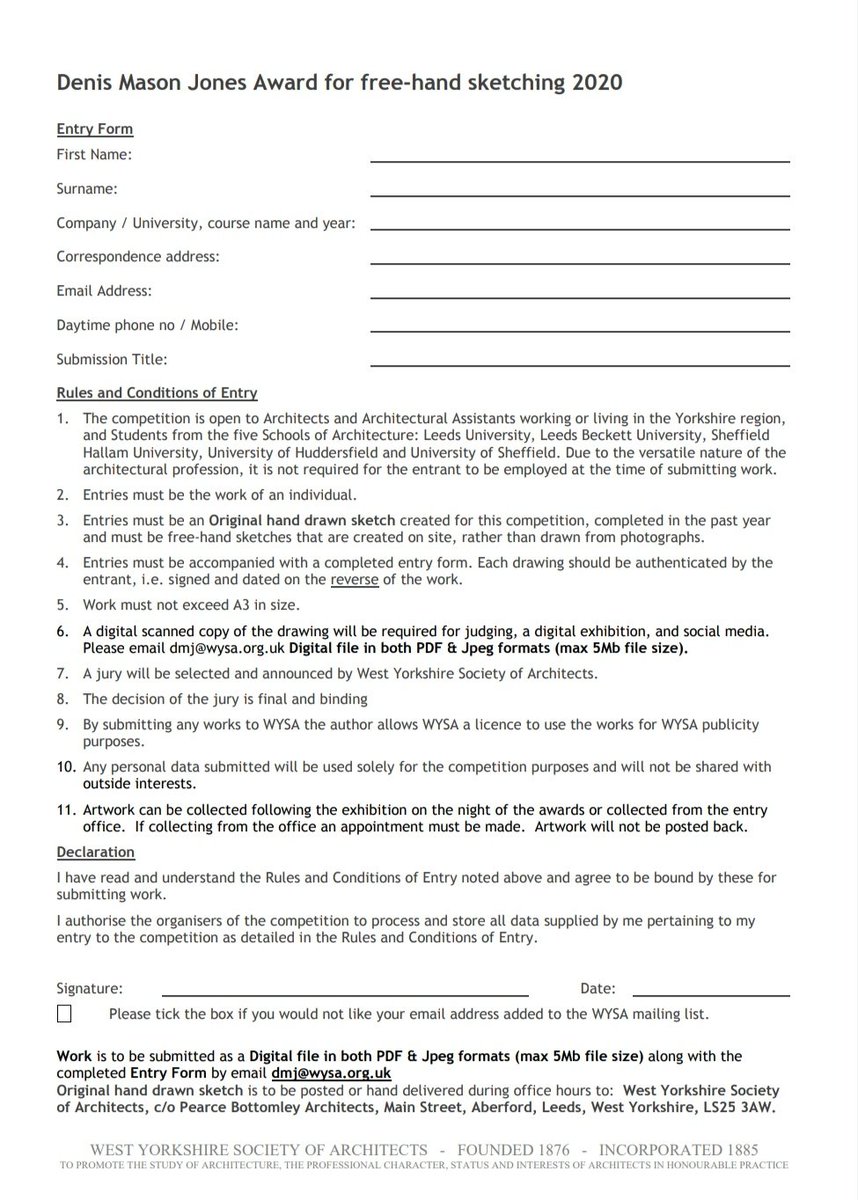 Hello everyone! 👋 Hope you are keeping safe. Amazing news here!
We are launching our annual Denis Mason Jones Sketching Competition! This year's theme is 'The View from my Window'
<a href="/ArchitectureSHU/">SHU_Architecture</a> @ADAHuddersfield <a href="/LBU_LSA/">Leeds School of Arts</a> <a href="/LeedsUniEng/">Engineering at Leeds</a> <a href="/AandDLeeds/">Art&Design Leeds</a> <a href="/UniversityLeeds/">University of Leeds</a> <a href="/sheffielduni/">The University of Sheffield</a>