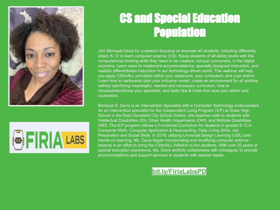 FiriaLabs's tweet photo. Starting in less than 20 minutes - come hear this @coolteachers showcase how to use meet the needs of diverse learners while teaching CS. https://t.co/cA0cnNw2qh