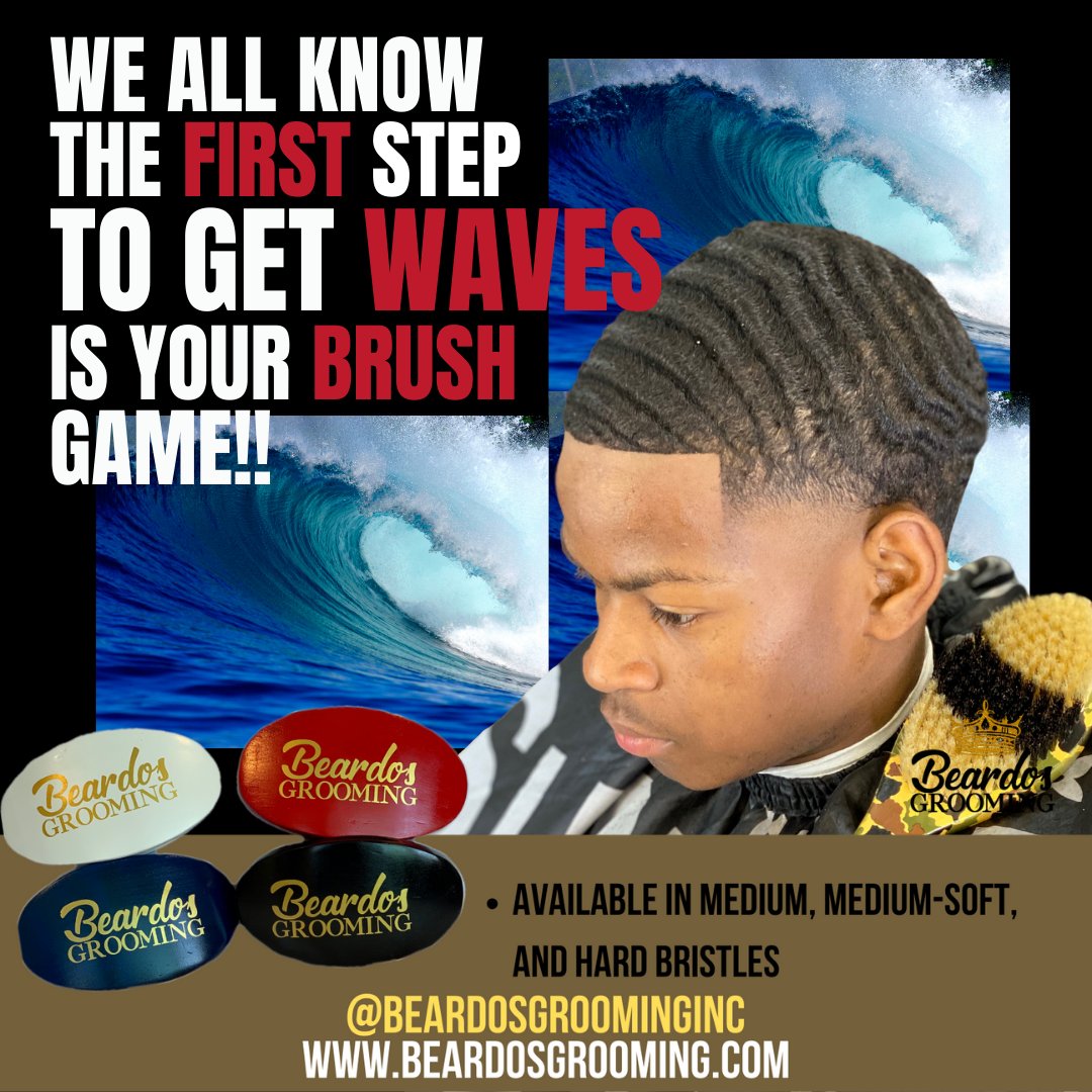 BeardosGrooming's tweet photo. The first step to get waves is to brush. Check out Beardos signature 360 wave brush.
#waves #shorthairstyles #wavecheckwednesday #360waves #howtowave #fade #freshline #beardo #organic #vegan
#wave_kings #wavesfordays #naturalhair #wavesonswim #unrag #wavecheck #wavetakeover https://t.co/hXSSMz0Ad3