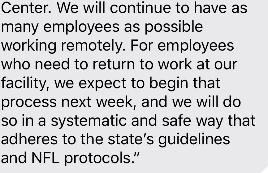 Statement from the Giants on the reopening of the state for professional sports is below. Decisions about any minicamps and training camp will be dictated by the rules of the league.