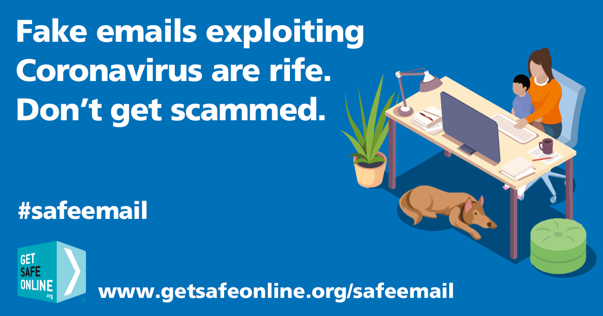 GetSafeOnline's tweet photo. For our updated list of Coronavirus-related email scams, visit https://t.co/EsTooJ1wOF #safeemail https://t.co/89pwP25ET6