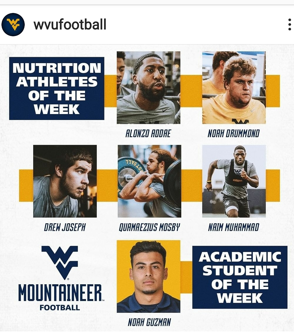 CharlesCtyElite's tweet photo. Look who is the Nutrition Athlete of the Week...Naim "The Dream"!! @_thedream1
#OurGroceryBillConfirms
#NaimMuhammad
#WVUFootball
#CharlesCountyEliteProduct💛💙 https://t.co/K01xDCIGzN