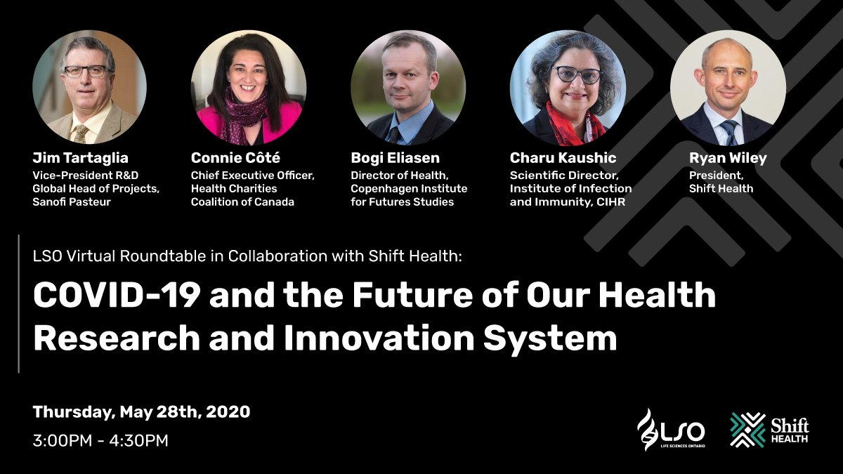 shifthealth's tweet photo. Register today for the #VirtualRoundtable we’re convening with @LifeSciencesON on May 28th at 3 PM. Experts will discuss what #COVID19 means for the future of #HealthResearch and #Innovation. Register here: https://t.co/dSC6OUisTg https://t.co/5yRvPLpppI