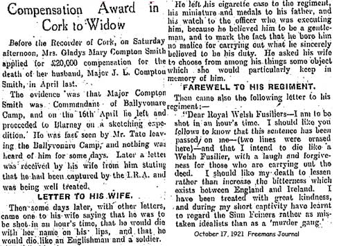 Welsh soldiers were nervous in country as well as many felt the potential for abductions and executions was rife. Officers were fearful, esp as Major Geoffrey Compton-Smith's ghost loomed large: an unlucky RWF officer who'd been executed by the IRA on 30 April 1921. /6