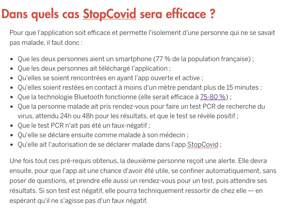 L'application va forcément prendre en compte des personnes situées à + d'un mètre de distance, générant ainsi des faux-positifs.