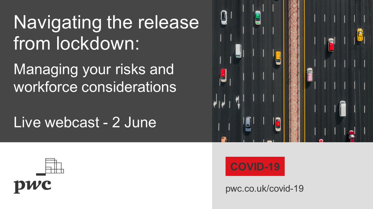 Navigating the release from lockdown is a key focus for businesses as #COVID19 restrictions are gradually eased. On 2 June, <a href="/PwC_UK/">PwC UK</a> will host a live webcast to explore the latest government review &amp; what this means for you &amp; your workforce. Register now pwc.to/3gbDd0A