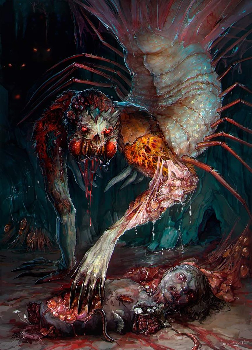 Dinner, #art by LoranDeSore.
#today #occult #Lovecraft #Lovecraftian #madness #chaos #darkness #Nightmares #Mythos #mysteries #horrorfans #Rituals #witchcraft #creatures #demons #Cthuhlu #oldones #ArtistOnTwitter #Azathoth #ShubNiggurath #yogsothoth #Hastur #darkart