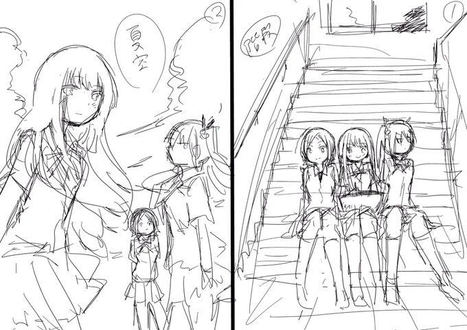 扉絵とかの時に描いたラフ案 