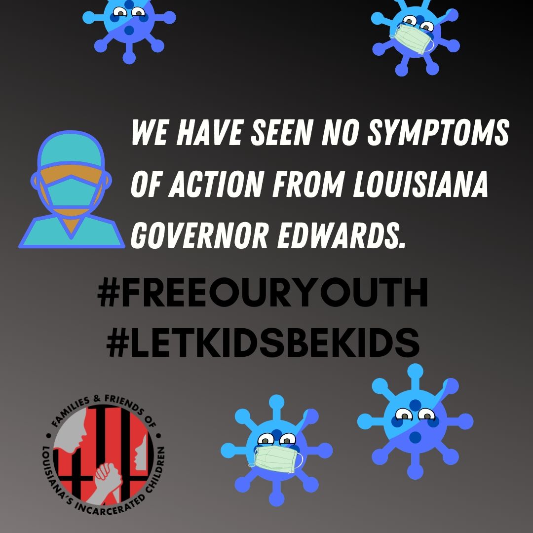 We are taking part in a national week of action to release incarcerated youth. TODAY please:
1. Sign and share our petition! bit.ly/3bwEL1Q
2. Email the Governor! bit.ly/freeouryouthno…
3. If you know of a child in detention, you can contact FFLIC at 504-708-8376..