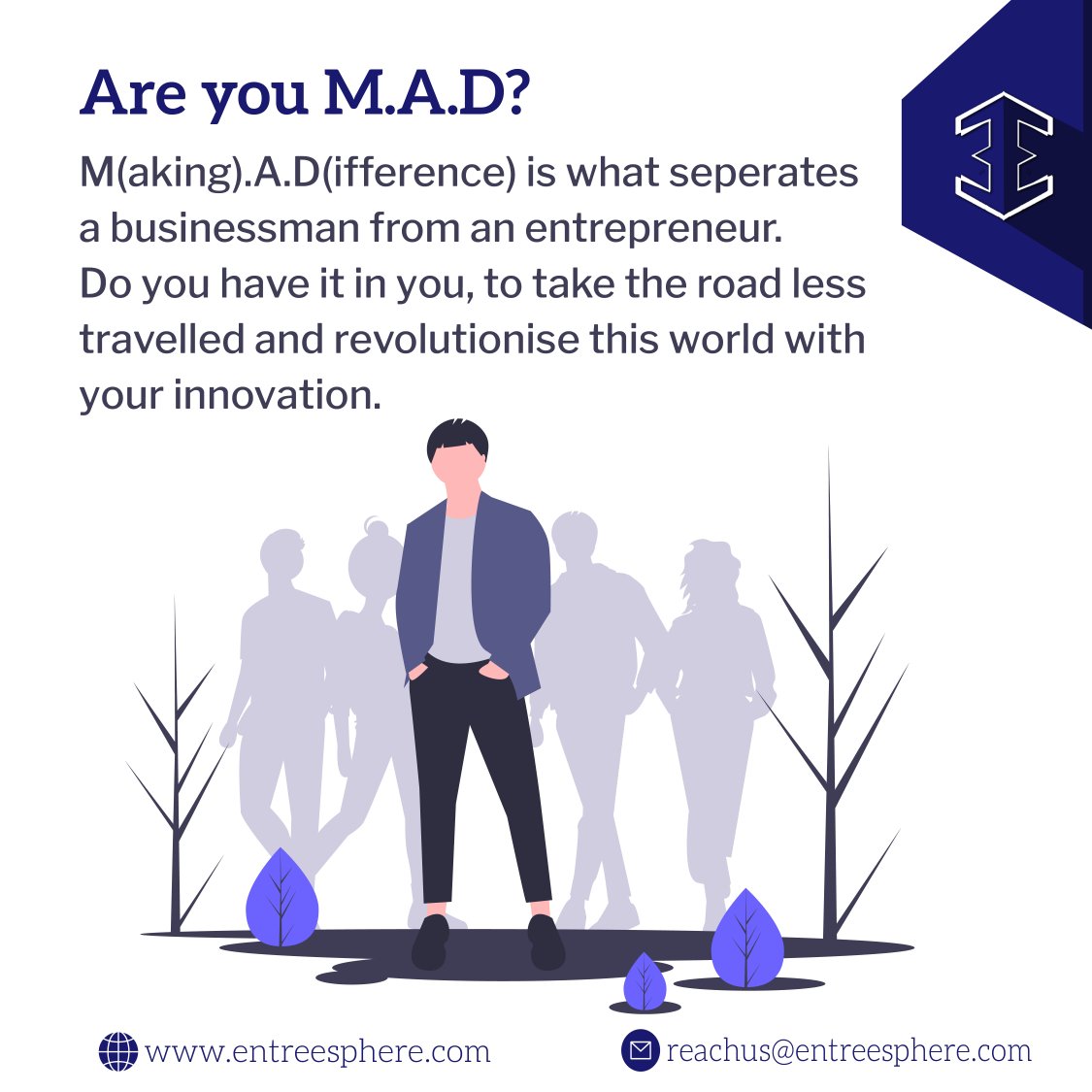 entreesphere's tweet photo. Entrepreneurship is a gateway to madness. It is more than owning a business, it is driving head along into risks to make things happen.
So, Are you M.A.D. enough? 
Comment down your opinion.

#entreesphere #engage #evolve #empower #startupcompany #startupbusiness #makeadifference https://t.co/j5jwdGcmH8