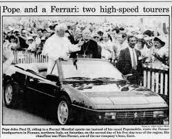 milanoauto's tweet photo. πΈ@ferrari This is the only Ferrari the Pope ever seen in. On the 4th June 1988 ,a truly Unique visiter was welcomd in Maranello . Coming through the gates of the Ferrari factory was Pope John Paul II .#holyferrari #almargouweloos https://t.co/g6FsLtUmsh