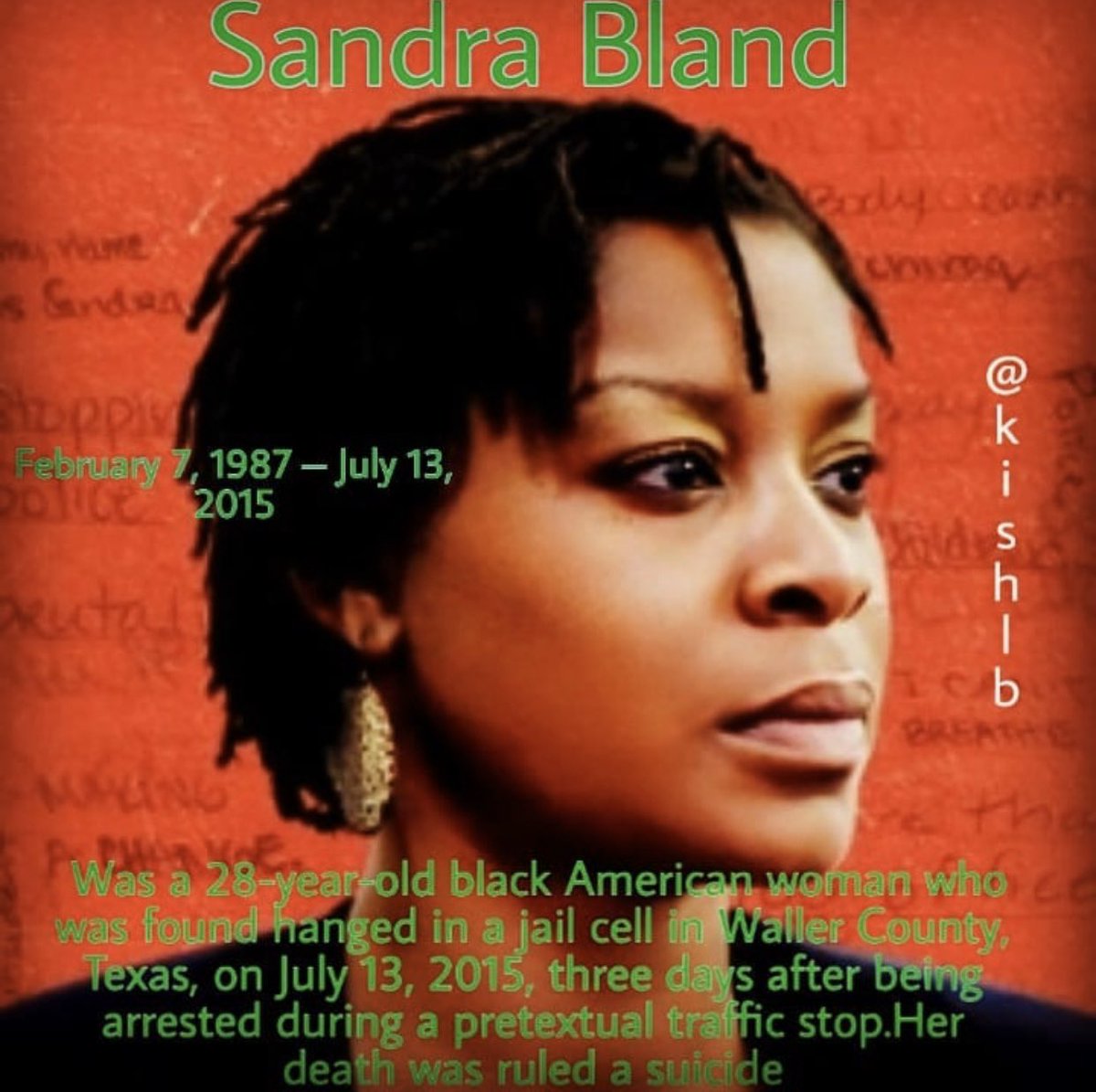 Let’s not forget! Black women are also being murdered by the Police. #Sandrabland  #KorryneGaines  #AtatianaJefferson