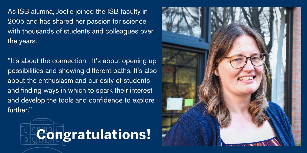 We are pleased to announce that the 2020 winner of the James Sidgwick Teacher Recognition Award is Middle School Head of Science, Joelle Frankard @frankardj. 🤗
Congratulations! 🎉
#ThisIsISB #ISBalumni #ISBteachers #ISBcelebrates
