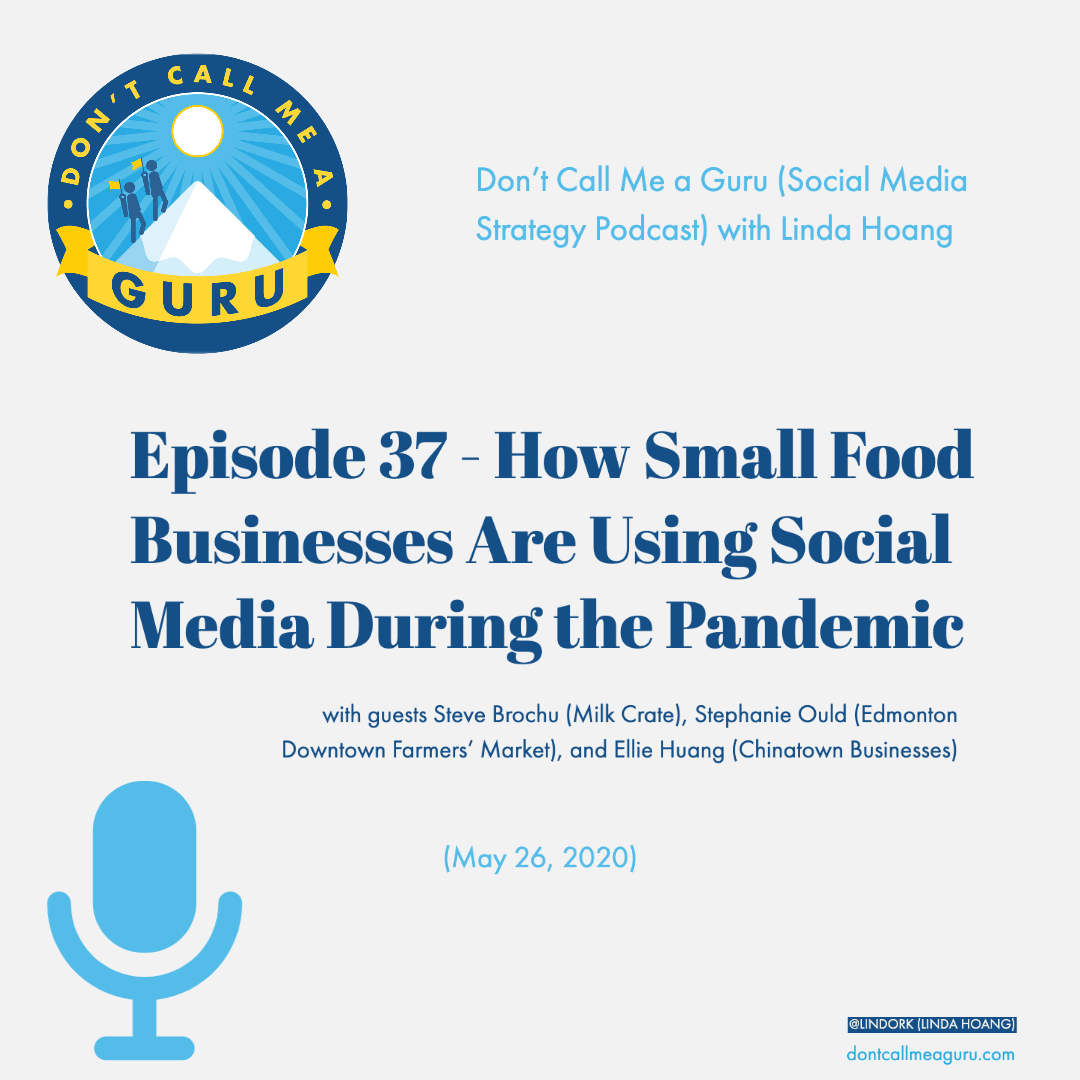 Ep. 37 of my social media strategy podcast <a href="/DontCallMeAGuru/">Don't Call Me a Guru</a> is LIVE! 🎙️How Small #yegfood Businesses Are Using Social Media During the Pandemic, with insights from @Chef_Brochew, Stephanie <a href="/YegdtMarket/">Edmonton Downtown Farmers Market</a> &amp; Ellie Huang (Chinatown Businesses). dontcallmeaguru.wordpress.com/2020/05/26/epi… #yeg #COVID19AB