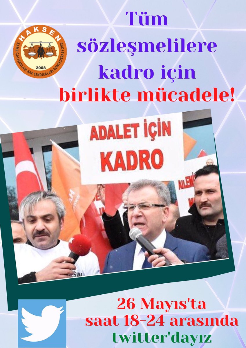#SözleşmeliyeKadroKararı
Aynı odada, aynı işi yapıyoruz, Aynı maaşı almıyor, aynı sosyal haklara sahip değiliz.Birimizin iş güvencesi var, diğerini her an topun ağzında. Sözleşmeli Devlet Memurluğu olmaz, olamaz!SÖZLEŞMELİLERE  KADRO İSTİYORUZ <a href="/ayhancivi/">Ayhan Çivi</a>
<a href="/ZehraZumrutS/">Zehra Zümrüt Selçuk</a> <a href="/tcbestepe/">T.C. Cumhurbaşkanlığı</a>