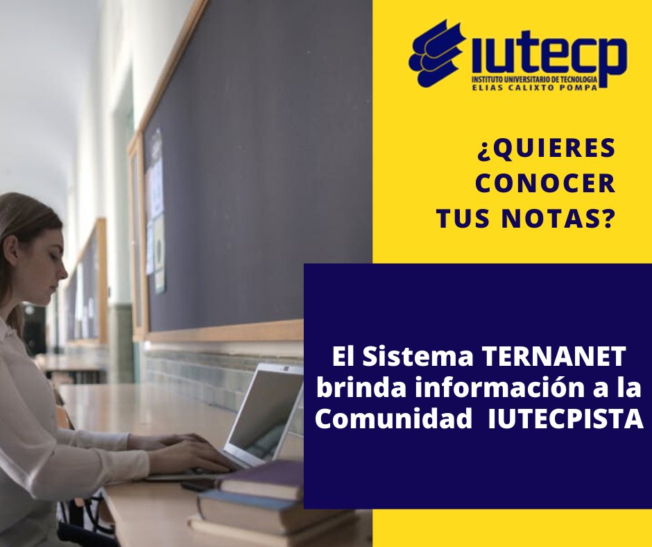 IUTECPVE's tweet photo. Las siguientes opciones te permiten conocer las notas obtenidas durante tu desempeño académico en la carrera que cursas:
“HISTÓRICO” (por período académico cursado) y “SITUACIÓN ACADÉMICA” (por cada nivel de estudio cursado de la carrera).
#IUTECP #CampusVirtual #TERNANET https://t.co/BKuVyVv6qd