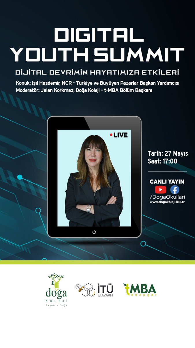 Türkiye'nin 50 Kadın CEO'su listesinde yer alan Işıl Hasdemir'le ' Dijital Devrimin Hayatımıza Etkileri'nin konuşulacağı yayını 27 Mayıs saat 17:00 da YouTube, Facebook hesaplarımızdan ve web sitemizden  izleyebilirsiniz ✨ <a href="/BetulErok/">Betül EROK</a> <a href="/JalanGK/">Kote</a> <a href="/DogaOkullari/">Doğa Koleji</a>