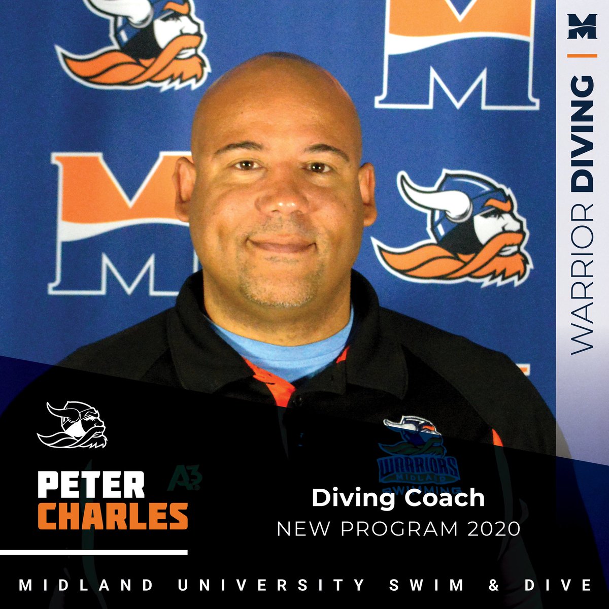 MU_swim_dive's tweet photo. 👏 We have a very #special #announcement today! 👏
@Midland_Sports will be adding Men's and Women's diving for the fall of 2020!
We are extremely excited to have Coach Peter Charles aboard with his 20+ years of coaching experience.
#WarriorStrong #DefendTheFamily🛡
@MidlandU https://t.co/fy1JkcZNhF