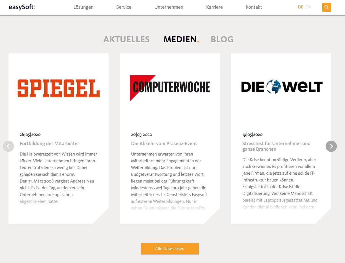 3 mal in 7 Tagen: Veröffentlichungen mit Interviews von mir. Unterschiedliche Themen, aber immer mit easySoft. 
easysoft.de/presse/das-unt… 
Freue mich auf eine Diskussion und Austausch.
#lebenslangeslernen #Bildungsmanagement #easysoft