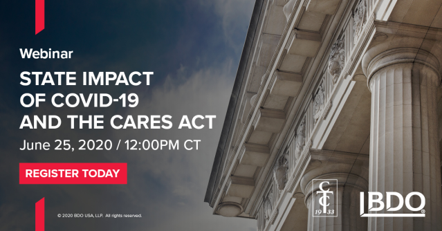 leveragesalt's tweet photo. The #CARESAct makes changes to federal tax legislation on everything from net operating losses to interest expense limitations. What does this mean for US states? Join @BDO_USA_Tax's 6/25 webinar with @ChicagoTaxClub for insights: https://t.co/4tNup1JFz7 https://t.co/LytMqqE08B