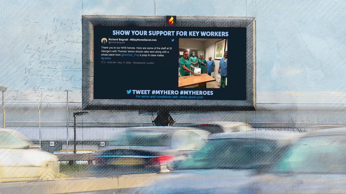 WeAreDOOH's tweet photo. @richardbagnall @NWSbh_Prep Your hero is our hero too, that’s why we’ve put their name up in lights on hundreds of screens around the U.K! #MyHeroes #MyHero #grateful https://t.co/ZyMdKAqW9V