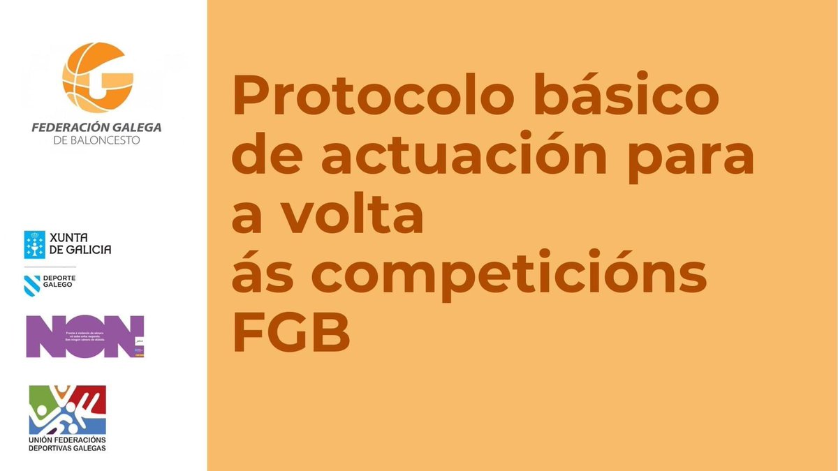 FGB_Baloncesto's tweet photo. 🔈🔈Xa dispoñible na nosa web 🖥 para a súa detida consulta o “Protocolo de Actuación de cara ao regreso ás competicións FGB” 🏀

⚠️ É unha guía que estará en constate evolución sempre marcada polas directrices e normas sanitarias que se vaian recibindo das autoridades ⚠️ https://t.co/juO5gxO2cw