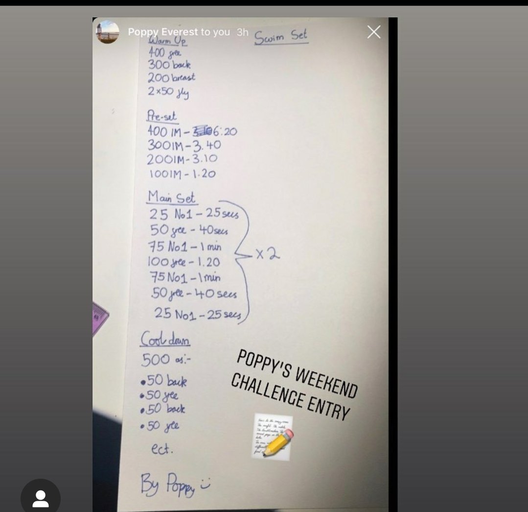 This weekend's challenge winner goes to Poppy in Elite 2 for her swimming set. Well done Poppy!