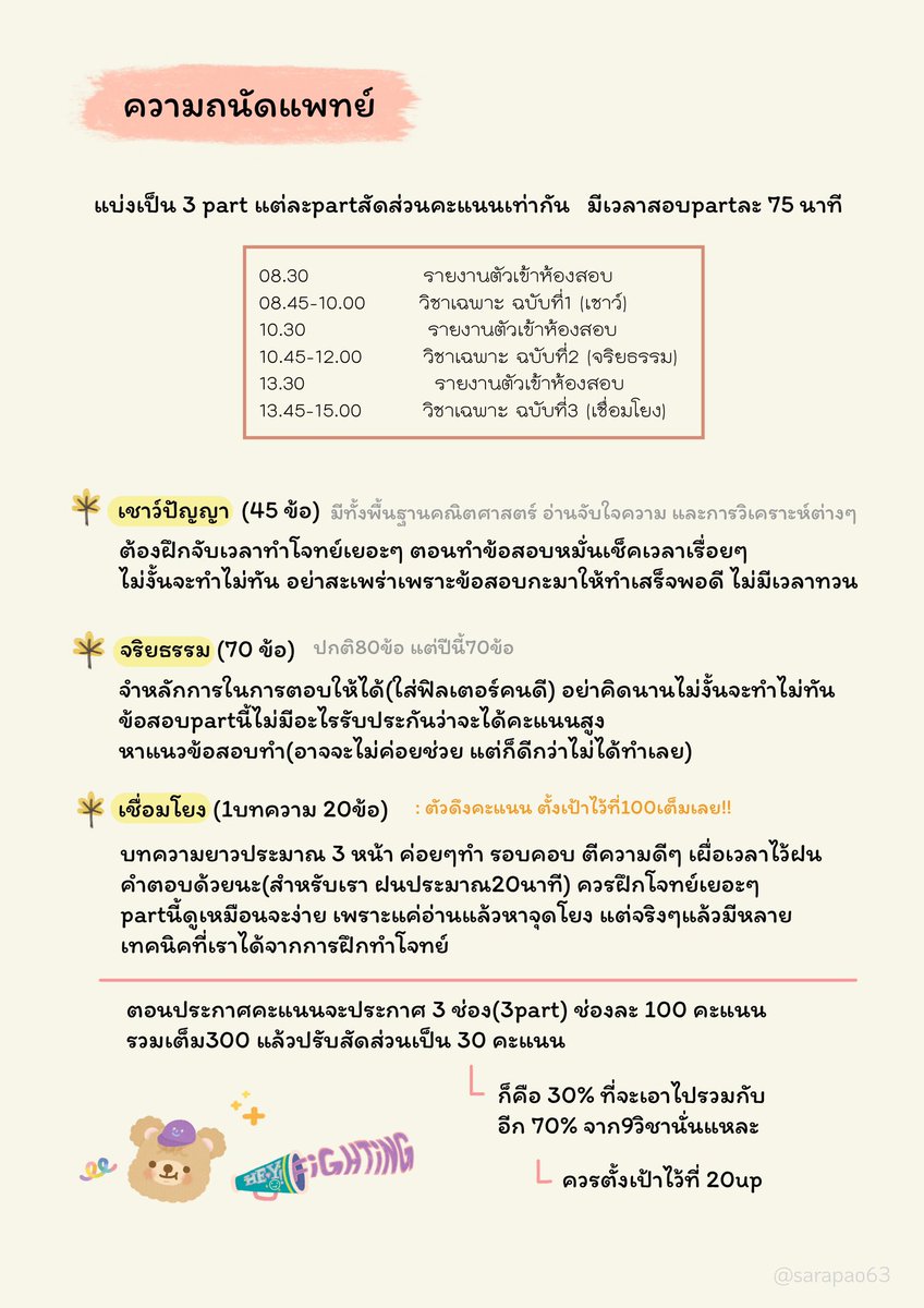 sarapao63's tweet image. — สอบเข้าแพทย์ : รีวิว&amp;amp;ข้อแนะนำต่างๆ🧸✨

ทั้งหมดนี้เป็นความคิดเห็นส่วนตัวนะคะ ถ้าผิดพลาดหรือเขียนไม่ดียังไงก็ขอโทษด้วยน้าาา

#dek63 #dek64 #dek65 #TCAS #TCAS63 #กสพท #กสพท63 #9วิชาสามัญ #GATPAT #ONET