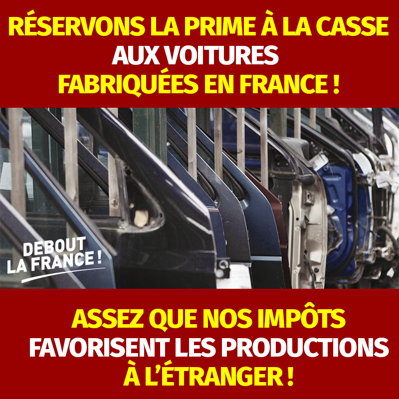 dupontaignan's tweet photo. E. Macron élargit la prime à la casse et les aides pour acheter des véhicules électriques. Absurdité économique et écologique de financer les importations avec nos impôts : réservons ces aides aux véhicules produits en France pour que les constructeurs automobiles relocalisent ! https://t.co/bNyW21Zpw1