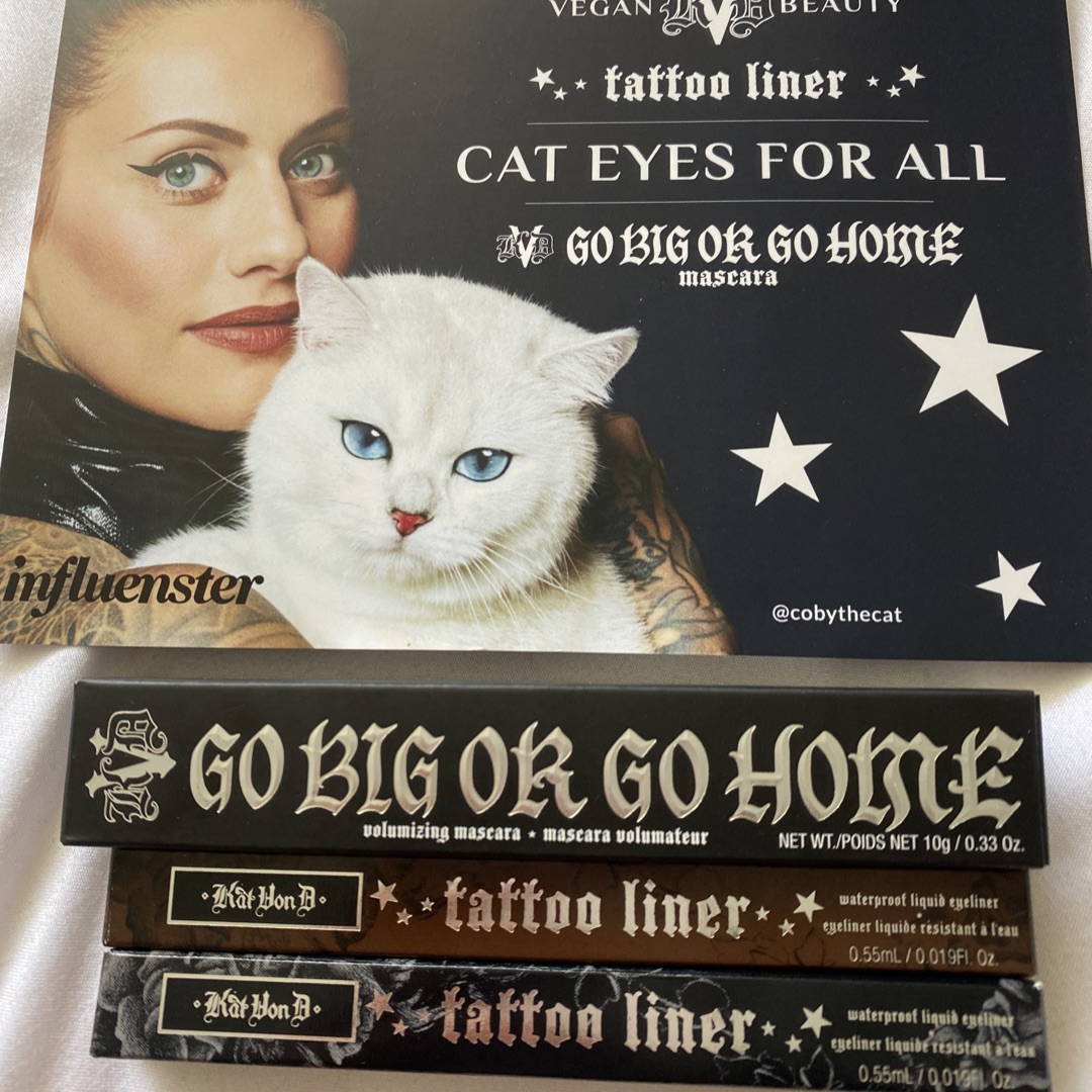 GGrodriguezz's tweet photo. First I want to thank Influenster for complimentary products. My favourite is trooper black eyeliner itβs perfect color and itβs long lasting / waterproof love it! I recommend it β¨β¨. #CATEYESFORALL #complimentary @KVDVEGANBEAUTY @Influenster https://t.co/l83SrHbXy1