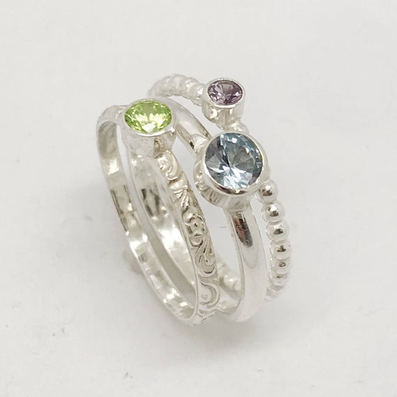 Birthstone ring – Gemstone stacking ring – Mothers Ring – Sterling Silver Stackable Ring precious.ly/pin.php?id=564…