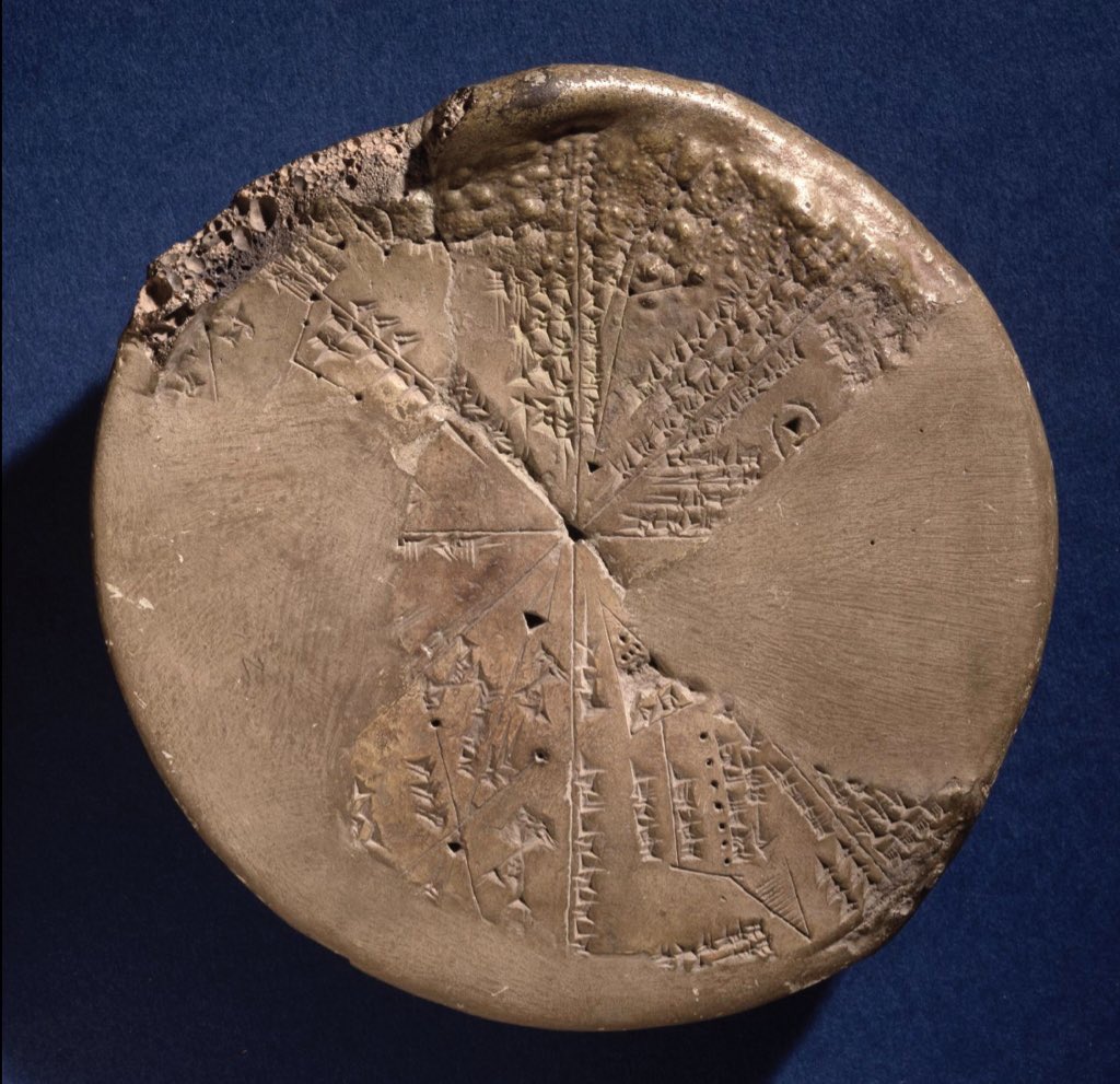This Neo-Assyrian map of the night sky over Nineveh on January 3-4, 650 BCE is quite a small tablet, as most cuneiform tablets are.It shows the constellations, including drawings of Gemini and the Pleiades.