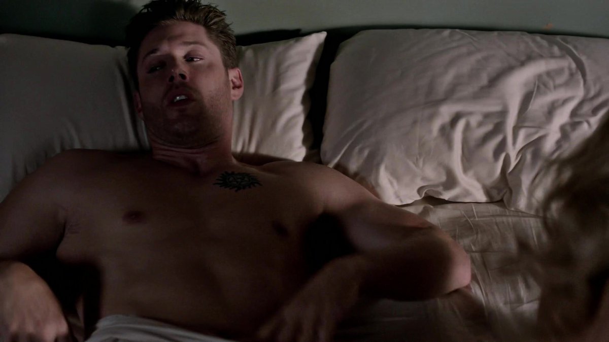 thread of dean winchester but he is wearing less and less layers of clothes as your scroll down