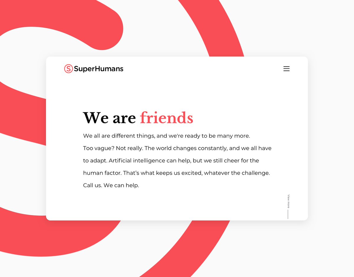 GiorgioLuchetti's tweet photo. Last year, together with @AlmaRotaru we designed SuperHumans website. SuperHumans is the most awarded Independent Adv Agency in Italy in 2019. 
Find below the case history.
#website #ux #ui #portfolio #adv #agency 

https://t.co/YOxaisdVdC https://t.co/ICZ1uV04ac