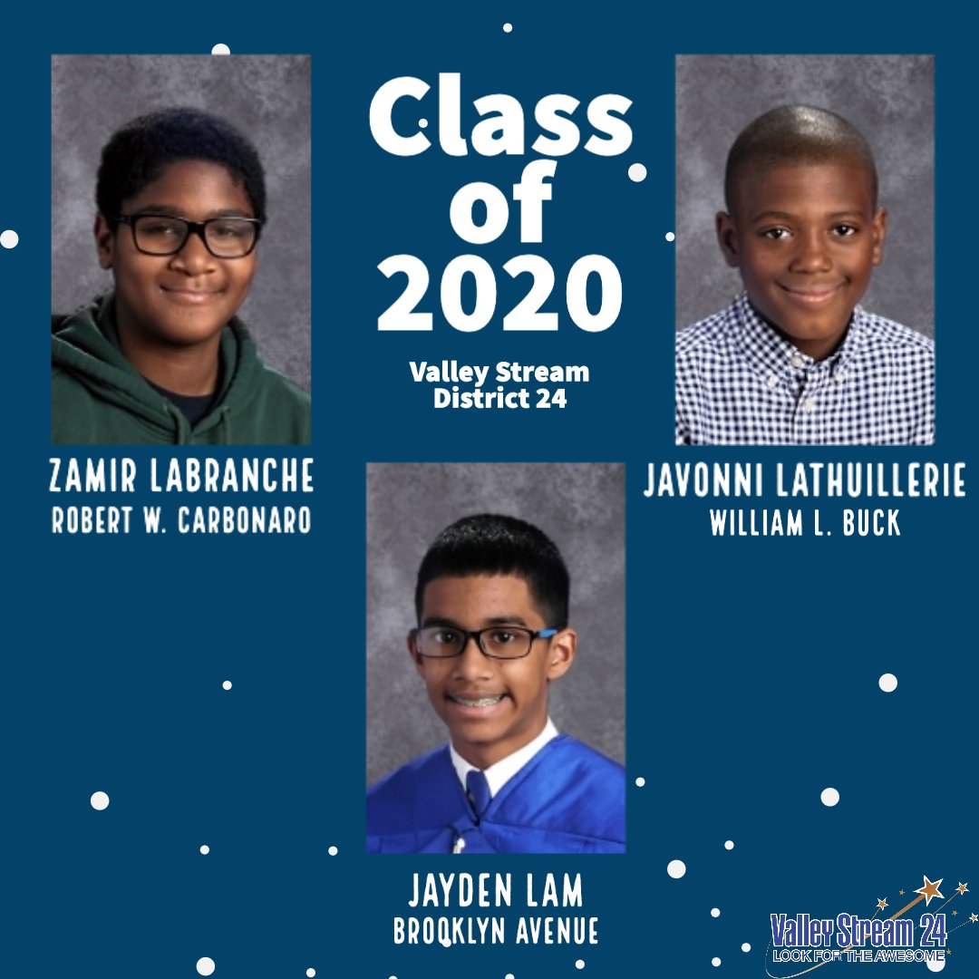 Day 9 of celebrating our awesome 6th grade graduates! We will be posting their pictures alphabetically every weekday at 12pm! Keep an eye out for your graduate!

#LookForTheAwesome #VS24
<a href="/DonSturz/">Don Sturz</a> <a href="/ValleyStreamRWC/">Robert W. Carbonaro School</a> <a href="/ValleyStreamWLB/">William L. Buck School</a> <a href="/ValleyStreamBAS/">Brooklyn Avenue School</a>