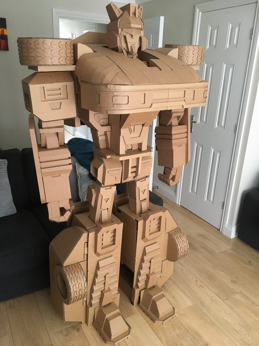Jazz was my first Transformer (a long, long time ago...!) and he’s been my favourite ever since. There was no way I could get through lockdown with out making my own. 100% Cardboard. 100% Hand made. 100% keeping him!