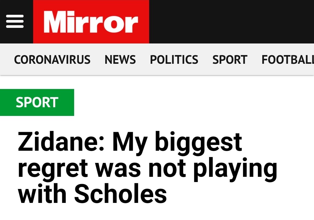 Zidane says Scholes is as close to a complete footballer as you can get, and he regrets that he never played with him.This is from a 2010 interview with the Mirror, and also references a previous occasion where he named Scholes as his toughest opponent.  https://www.mirror.co.uk/sport/foo...