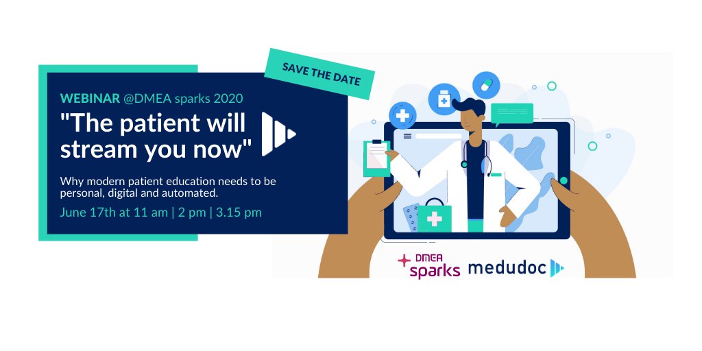 medudoc_health's tweet photo. We're part of this year's digital edition of @_DMEA #DMEAsparks! In our webinars we'll discuss why a #digital makeover in #patient_education is long overdue &amp; how a modern #informedconsent process should look like. Save the date! More info here➡️https://t.co/2yZ9mFhvwW 
#medudoc https://t.co/j1YIQpRRGL