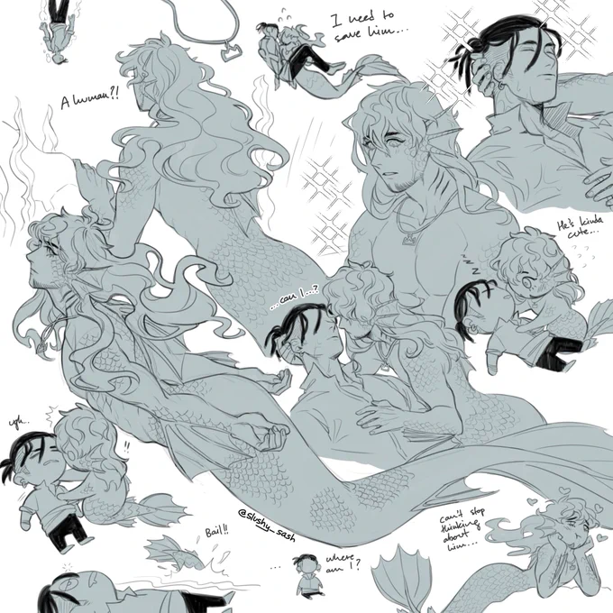 [キバダン/kbdn]
Doodled more (regular) merman leon for mermay ?‍♂️ 