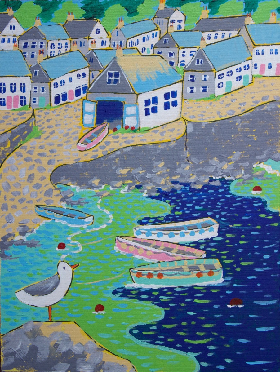 Seaside Therapy from ArtShed Takeaway! - mailchi.mp/5f5319db8b39/a… #canvaspainting #onlinearttutorial #onlineartclass #paintingforkids #holidayactivities #seasidetown