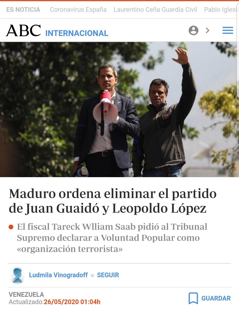 Santi_ABASCAL's tweet photo. La narcodictadura se desmorona y el tirano Maduro se protege acusando al partido del presidente encargado de Venezuela, Juan Guaidó, de fines terroristas. España y Europa no pueden permanecer impasible ante las tropelías de los aliados de Sánchez y Iglesias. Viva Venezuela libre. https://t.co/laAQ1WMCAz