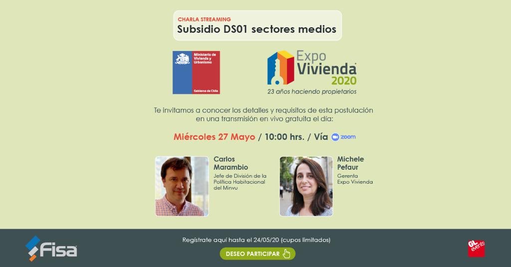 Minvu's tweet photo. 📢📢¡Atentos! Los invitamos a conectarse mañana a las 10:00 horas a #ExpoVivienda donde el jefe de la División de Política Habitacional @marambiomorel estará hablando sobre el #SubsidioClaseMedia DS1, que cuenta con postulación 100% online. 

📲Síguelo en https://t.co/dLsqZiLW8w https://t.co/i0OuHrAVzE