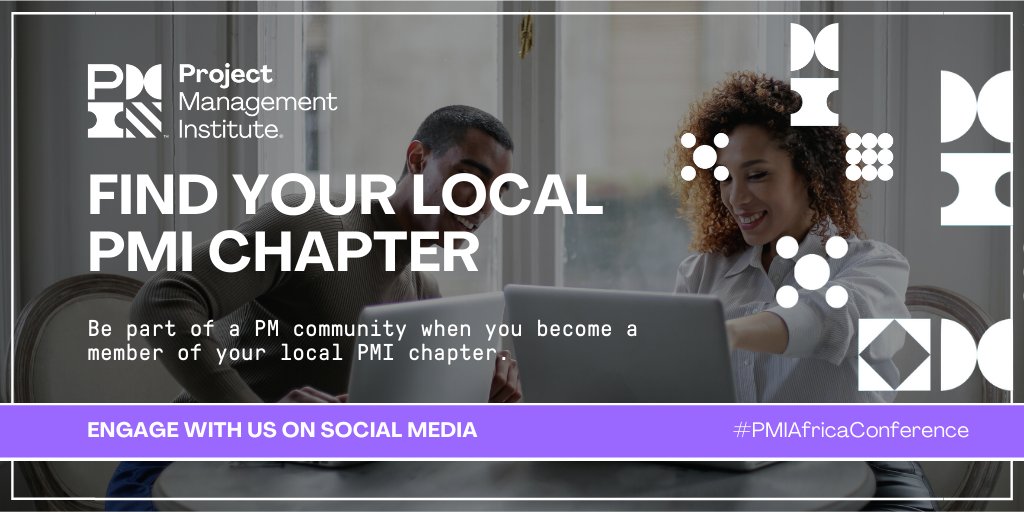 PMI_Africa's tweet image. Find your local #PMI Chapter | #PMIAfricaConference
By joining a local #PMIchapter, you can tap into a new network of your PM community. ✅
- 
𝗘𝘅𝗰𝗹𝘂𝘀𝗶𝘃𝗲 𝗲𝘃𝗲𝗻𝘁𝘀 𝗮𝗻𝗱 𝘀𝗲𝗺𝗶𝗻𝗮𝗿𝘀:Improve your skills by attending chapter meet-ups and individual guest talks