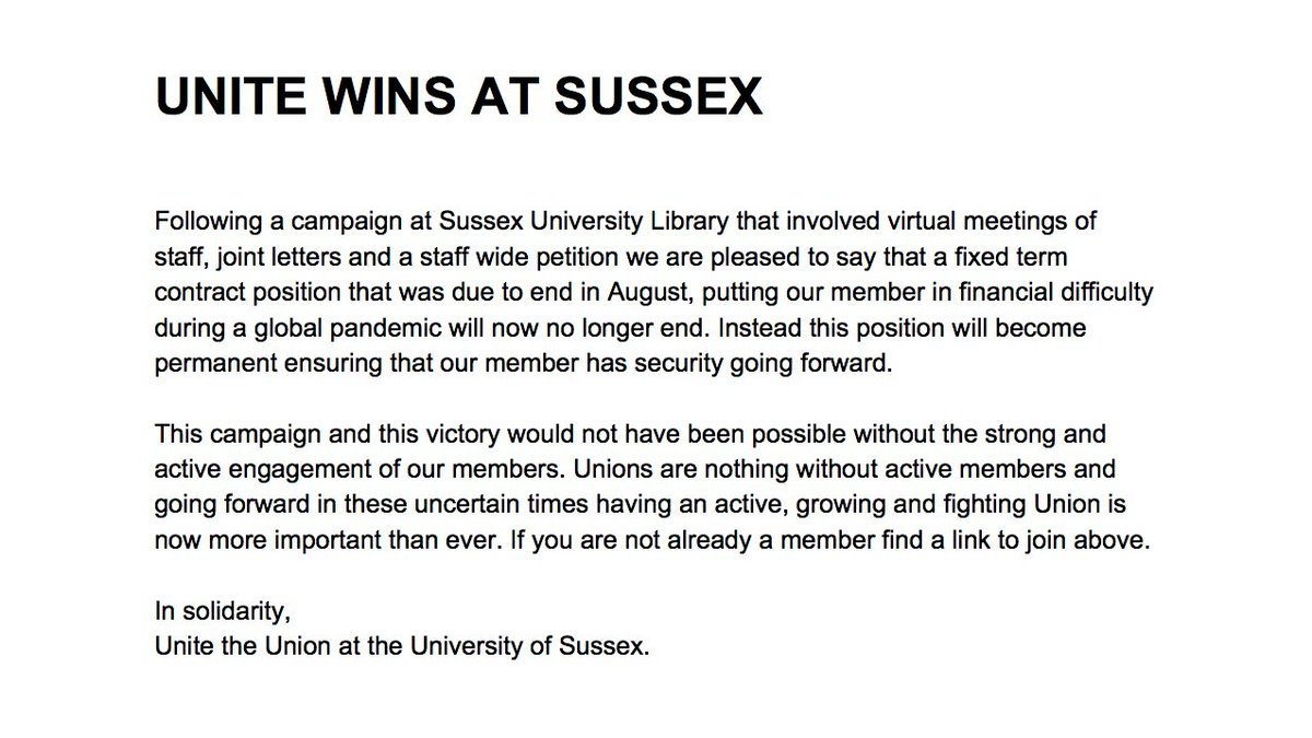 Unite_SussexUni's tweet photo. Unite members have run an effective campaign to save a job at the University of Sussex. Please see our statement below and if you're not a member now is the time.

https://t.co/Ip0rr9igWn
#joinaunion https://t.co/FvpYlMtfgL