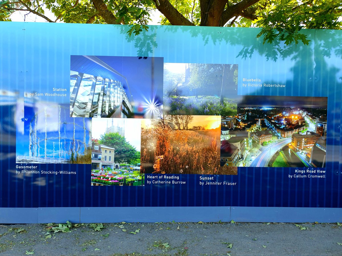 RhiannonLilac's tweet photo. Overjoyed to see my @PORawards Pride of Reading awards photo on the Huntley Wharf hoardings at last! @BerkeleyGroupUK #huntleywharf #gasometer @TowerGas #gastower #Newtown @ReadingRefugees https://t.co/lxyLrpEvBw