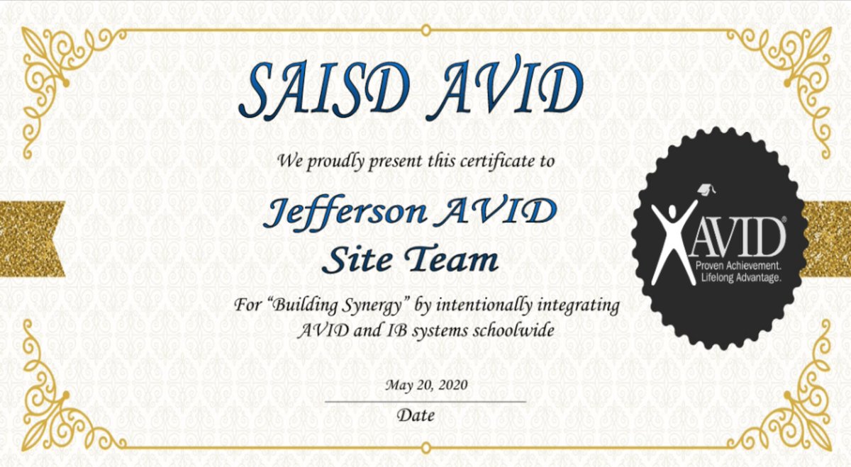 ib_jefferson's tweet photo. Congratulations to the Jefferson AVID Site Team for "Building Synergy" by intentionally integrating AVID and IB systems schoolwide. https://t.co/Ky6JWDzQwd
