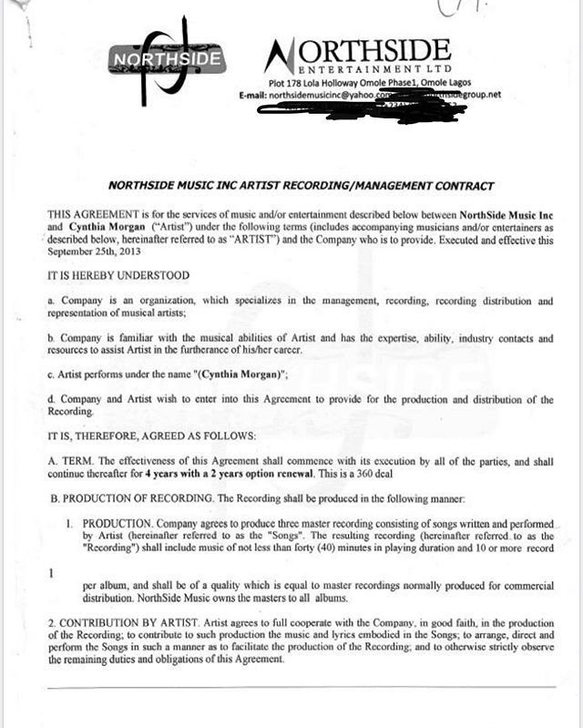 In an epic close of the saga, Cynthia Morgan lied through her teeth and whitewashed her bad behaviour to deceive you all for favours. This is what I call "Father Christmas" contract. Everything split in the middle, 50-50 between both parties. Jude signed to be a "helper."