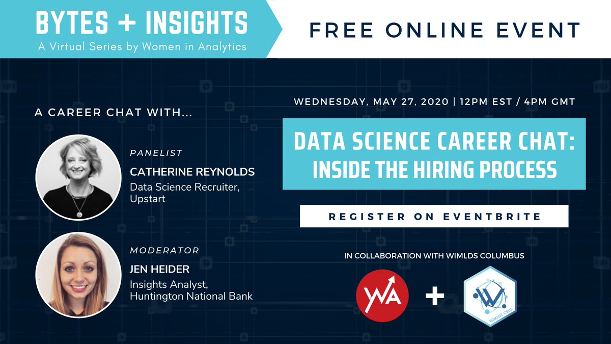 wimlds_cbus's tweet photo. Tomorrow at 12 PM! Join us for a Career Chat with lead #DataScience Recruiter @CatRey and seasoned data scientist, Jen Heider.
Over 200 registrations, but there are still a few spots left! Register on Eventbrite to receive your link to the webinar.
https://t.co/wreW5daQbX https://t.co/gaOdljz5LL